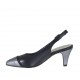 Slingback für Damen mit falschem Reissverschluss aus schwarzem Leder und grauem laminiertem Leder Absatz 6 - Verfügbare Größen:  32, 43