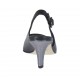 Chanel da donna con finta cerniera in pelle nera e pelle laminata grigia tacco 6 - Misure disponibili: 32, 43