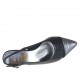 Slingback für Damen mit falschem Reissverschluss aus schwarzem Leder und grauem laminiertem Leder Absatz 6 - Verfügbare Größen:  32, 43