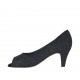 Scarpa da donna aperta in punta in pelle stampata glitterata nera tacco 6 - Misure disponibili: 33