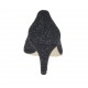Scarpa da donna aperta in punta in pelle stampata glitterata nera tacco 6 - Misure disponibili: 33