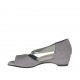 Scarpa aperta da donna in pelle stampata glitterata grigio con elastico e anello metallico zeppa 3 - Misure disponibili: 32, 45