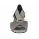 Scarpa aperta da donna in pelle stampata glitterata grigio con elastico e anello metallico zeppa 3 - Misure disponibili: 32, 45