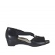 Scarpa aperta da donna in pelle nera con elastico e anello metallico zeppa 3 - Misure disponibili: 32, 33, 43
