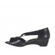Scarpa aperta da donna in pelle nera con elastico e anello metallico zeppa 3 - Misure disponibili: 32, 33, 43