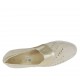 Zapato cerrado para mujer con elasticos en gamuza perforada beis y piel laminada platino cuña 4 - Tallas disponibles:  42, 43, 45