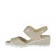 Sandale pour femmes avec fermeture velcro en cuir rose poudre talon compensé 4 - Pointures disponibles:  42
