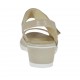 Sandale pour femmes avec fermeture velcro en cuir rose poudre talon compensé 4 - Pointures disponibles:  42