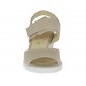 Sandale pour femmes avec fermeture velcro en cuir rose poudre talon compensé 4 - Pointures disponibles:  42