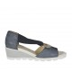 Zapato abierto para mujer con elastico y anillo metalico en piel imprimida blanca y negra cuña 4 - Tallas disponibles:  42
