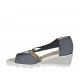 Chaussure ouverte pour femmes avec elastique et cercle métallique en cuir imprimé blanc et noir talon compensé 4 - Pointures disponibles:  42