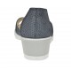 Scarpa aperta da donna in pelle stampata bianca e nera con elastico e anello metallico zeppa 4 - Misure disponibili: 42