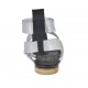 Woman's sandal with velcro strap in black, white and silver laminated leather heel 1 - Available sizes:  34, 42