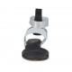 Woman's sandal with velcro strap in black, white and silver laminated leather heel 1 - Available sizes:  34, 42