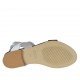 Woman's sandal with velcro strap in black, white and silver laminated leather heel 1 - Available sizes:  34, 42