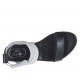 Woman's sandal with velcro strap in black, white and silver laminated leather heel 1 - Available sizes:  34, 42