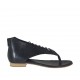 Scarpa aperta infradito da donna con cerniera e lacci in pelle nera tacco 1 - Misure disponibili: 42