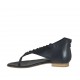 Scarpa aperta infradito da donna con cerniera e lacci in pelle nera tacco 1 - Misure disponibili: 42
