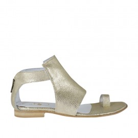 Scarpa aperta infradito da donna con cerniera in pelle laminata platino tacco 1 - Misure disponibili: 33, 34, 42