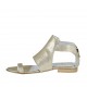 Scarpa aperta infradito da donna con cerniera in pelle laminata platino tacco 1 - Misure disponibili: 33, 34, 42