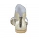 Scarpa aperta infradito da donna con cerniera in pelle laminata platino tacco 1 - Misure disponibili: 33, 34, 42