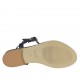 Sandalo infradito da donna con cinturino in pelle nera tacco 1 - Misure disponibili: 42