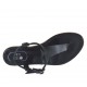Sandalo infradito da donna con cinturino in pelle nera tacco 1 - Misure disponibili: 42