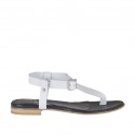 Woman's thong sandal with strap in white leather heel 1