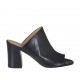 Sabot aperto da donna in pelle nera tacco 7 - Misure disponibili: 33
