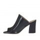 Sabot aperto da donna in pelle nera tacco 7 - Misure disponibili: 33