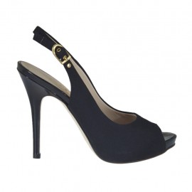 Woman's sandal with platform in black fabric heel 10 - Available sizes:  31