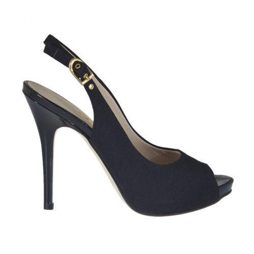 Woman's sandal with platform in black fabric heel 10 - Available sizes:  31