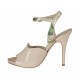 Woman's strap sandal in powder rose leather and beige printed leather with platform and heel 10 - Available sizes:  32, 42, 45