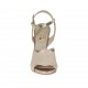 Woman's strap sandal in powder rose leather and beige printed leather with platform and heel 10 - Available sizes:  32, 42, 45