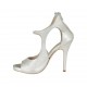 Zapato abierto con plataforma, elastico y cremallera en piel laminada platino tacon 10 - Tallas disponibles:  31, 32, 34, 42, 44, 45