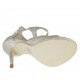 Scarpa aperta da donna con cerniera e elastico in pelle laminata platino tacco 10 - Misure disponibili: 31, 32, 34, 42, 44, 45