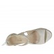 Scarpa aperta da donna con cerniera e elastico in pelle laminata platino tacco 10 - Misure disponibili: 31, 32, 34, 42, 44, 45