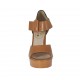 Scarpa aperta da donna con fibbia in pelle color cuoio con plateau e tacco 9 - Misure disponibili: 42