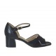 Scarpa aperta da donna in pelle nera con cinturino tacco 5 - Misure disponibili: 33, 43, 45