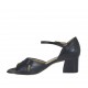 Chaussure ouverte pour femmes en cuir noir avec courroie talon 5 - Pointures disponibles:  33, 43, 45