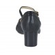 Chaussure ouverte pour femmes en cuir noir avec courroie talon 5 - Pointures disponibles:  33, 43, 45