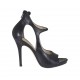 Scarpa aperta da donna con cerniera e elastico in pelle nera tacco 10 - Misure disponibili: 31, 32
