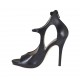 Scarpa aperta da donna con cerniera e elastico in pelle nera tacco 10 - Misure disponibili: 31, 32, 42