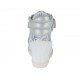 Scarpa stringata con velcro e cerniere in pelle bianca, stampata floreale e laminata stampata argento zeppa 7 - Misure disponibili: 42
