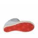Scarpa stringata con velcro e cerniere in pelle bianca, stampata floreale e laminata stampata argento zeppa 7 - Misure disponibili: 42
