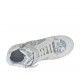 Scarpa stringata con velcro e cerniere in pelle bianca, stampata floreale e laminata stampata argento zeppa 7 - Misure disponibili: 42