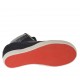 Chaussure à lacets en cuir et daim noir, tissu perforé noir et argent et cuir lamé imprimé argent talon compensé 7 - Pointures disponibles:  42