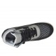 Chaussure à lacets en cuir et daim noir, tissu perforé noir et argent et cuir lamé imprimé argent talon compensé 7 - Pointures disponibles:  42