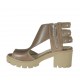 Sandalo da donna con cerniere e borchie in pelle taupe tacco 6 - Misure disponibili: 42