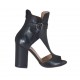 Zapato abierto cerrado hasta el cuello para mujer con cinturon y cremallera en piel negra tacon 8 - Tallas disponibles:  42